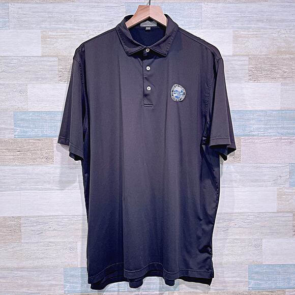 PETER MILLAR Swilcan Bridge Polo Black Old Course St Andrews Link Mens Large - Picture 1 of 7